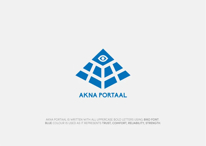 Aknaportaal blue pyramid logo made of window panes with an eye at the top