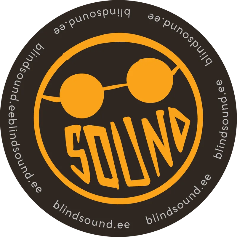 Round Blind Sound 'Sound' sticker with glasses