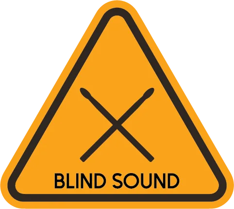 Triangular Blind Sound warning sticker with crossed drumsticks